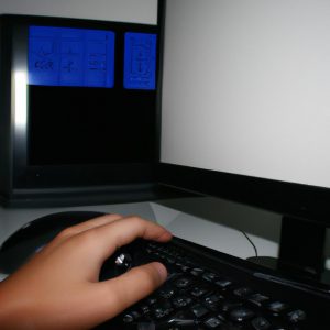 Person working on computer screen